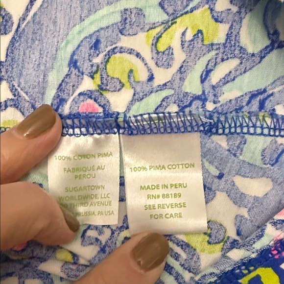 Lilly Pulitzer Blue Pima Cotton Sleeveless V-Neck Dress Size M - Picture 8 of 8